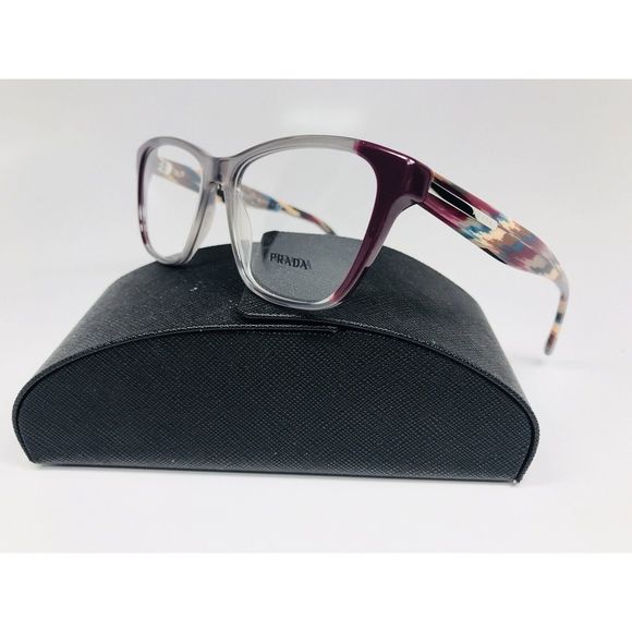 New Prada VPR 04T VYN-1O1 Gray & Burgundy w/Multi Colored Temples 52mm w/Case - Picture 1 of 9